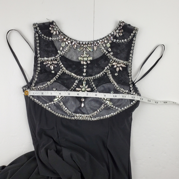 Betsy & Adam black formal embellished gown 2 - Picture 9 of 10